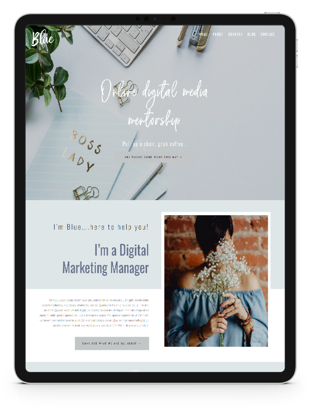 Blue, A Divi Child Theme Template For Authors, Online Course Creators And Social Media Writers.